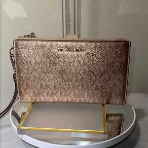 Michael Kors Metallic Rose Wristlet
